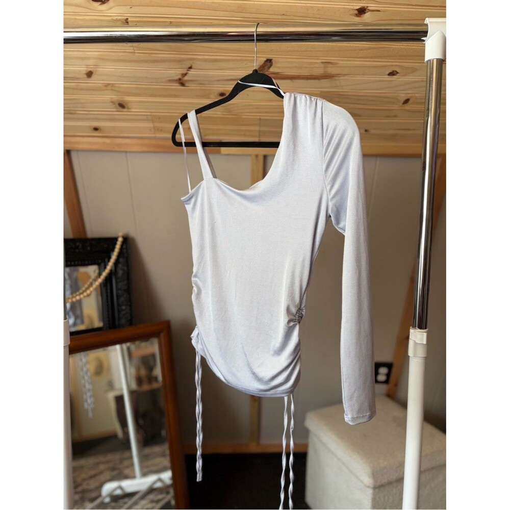 Women’s Meraki One-Shoulder Long Sleeve Women's Top in Light Purple Lilac Size M
